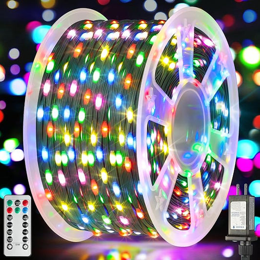 Larkvue 492FT 1500 LEDs String Lights with Remote, Dimmable 8 Modes Timer & Memory Function Fairy Rope Lights for Christmas Holiday Party-Multicolor