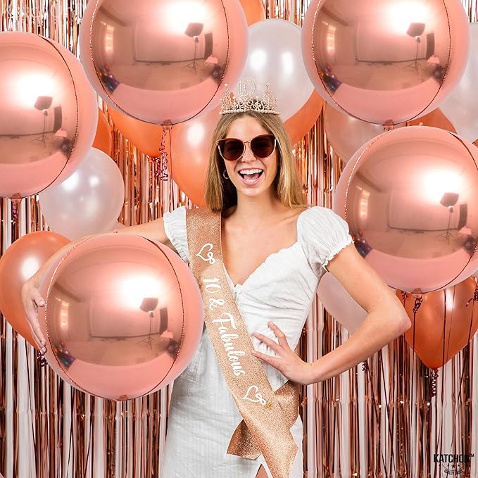 KatchOn, Rose Gold Balloons - 22 Inch, Pack of 6 | Rose Gold Foil Balloons for Bridal Shower Decorations | Mylar Balloon for Bachelorette, Anniversary, Birthday Party, Graduation Decorations 2026