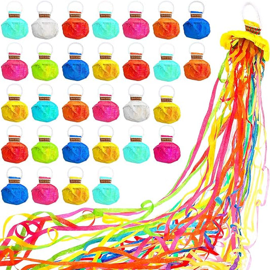 WILLBOND 30 Pieces Colorful No Mess Streamers Poppers Hand Throw Streamers Confetti Poppers No Mess Paper Crackers for Birthday Wedding Toss Celebrations Graduation Party Favors Shows(Colorful)