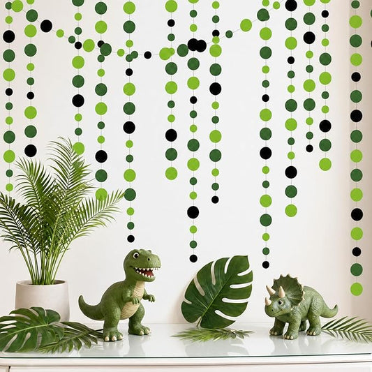 Cheerland Green Party Decorations Polka Dot Garland Circle Streamers Backdrop Graduation Banner for Golf Theme Birthday Classroom Irish Wedding Wicked Tropical Dinosaur Decor Dino Party Supplies