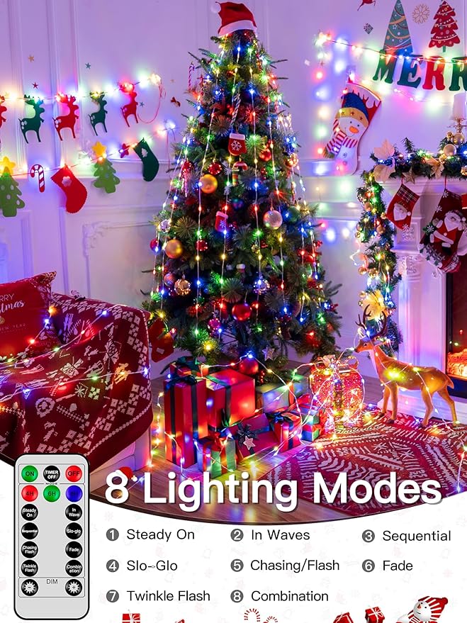 Christmas Lights Outdoor, 1000LED 328FT Christmas Tree Lights IP67 Waterproof, Plug in Fairy Lights with Remote 8 Modes Timer, Xmas Light for Outside Indoor House Holiday Decor(Multicolor)