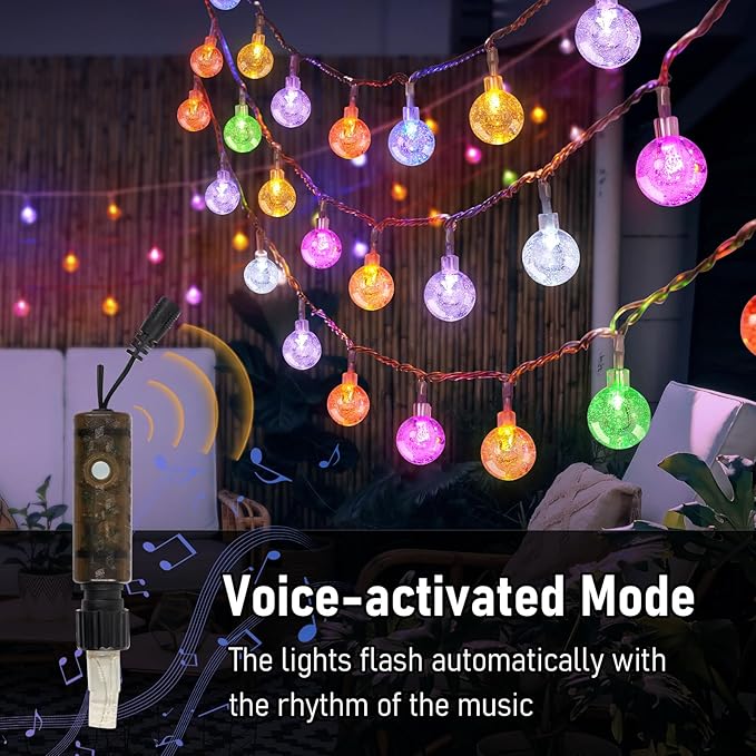 YCoisini 39FT Outdoor String Lights, 68 LED Patio Lights with Remote Control, Voice-Activated & Music Sync Mode, 16 Color-Changing Modes, Waterproof for Patio Garden Party Decor