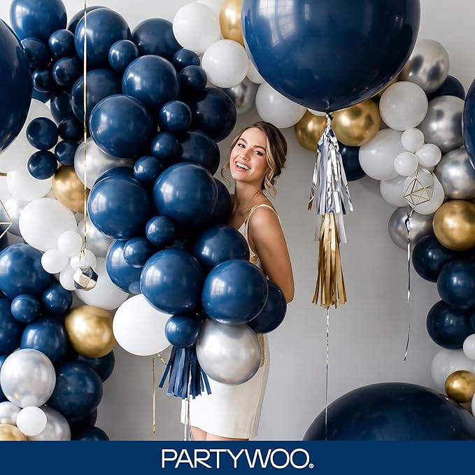 PartyWoo Navy Blue Balloons 99pcs Different Sizes of 36 18 12 10 5 Inch Dark Blue Balloon Arch Kit Garland for Graduation Wedding Sports Theme Boy Baby Shower Men Birthday Party Decorations Blue-Y72