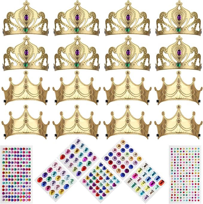 AHIER 23 Pieces Foam Crowns Set, Princess Tiaras Crowns DIY Party Crowns Make Your Crowns With Diamond Sticker