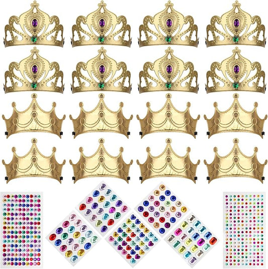 AHIER 23 Pieces Foam Crowns Set, Princess Tiaras Crowns DIY Party Crowns Make Your Crowns With Diamond Sticker