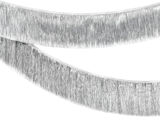 KatchOn, Silver Fringe Banner - 6.5 Feet, Pack of 2 | Fringe Garland for Birthday Decorations | Silver Banner for Bachelorette Party Decor | Tinsel Garland for Graduation Decorations 2026, Prom Decor