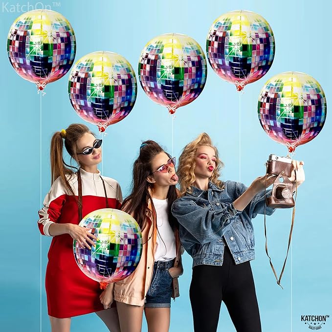 KatchOn, Large Disco Ball Balloons - 22 Inch, Pack of 6 | Disco Balloons for 80's Party Decorations Bachelorette Decorations 90's Theme 70's Theme Party Decor Disco Party Decor Prom Decorations 2026