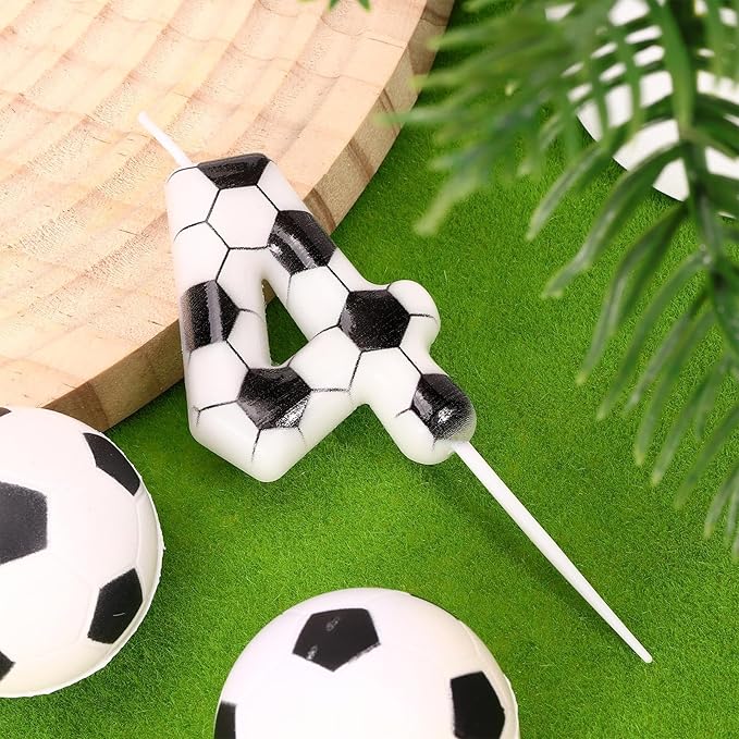 Soccer Number 4 Birthday Candle, 4th Birthday Candle Sport-Theme Cake Topper, Soccer Theme Party Decorations for Boys Girls, Party Supplies Birthday Gifts