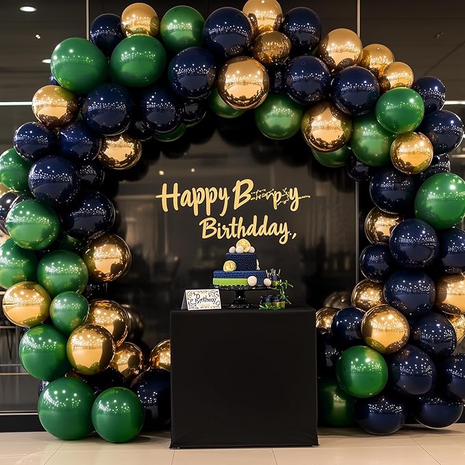 RUBFAC 135pcs Dark Green Balloons Different Sizes 18 12 10 5 Inch for Garland Arch, Emerald Green Christmas Balloon for Safari Jungle Party Birthday Baby Shower Masquerade Party Wedding Decorations
