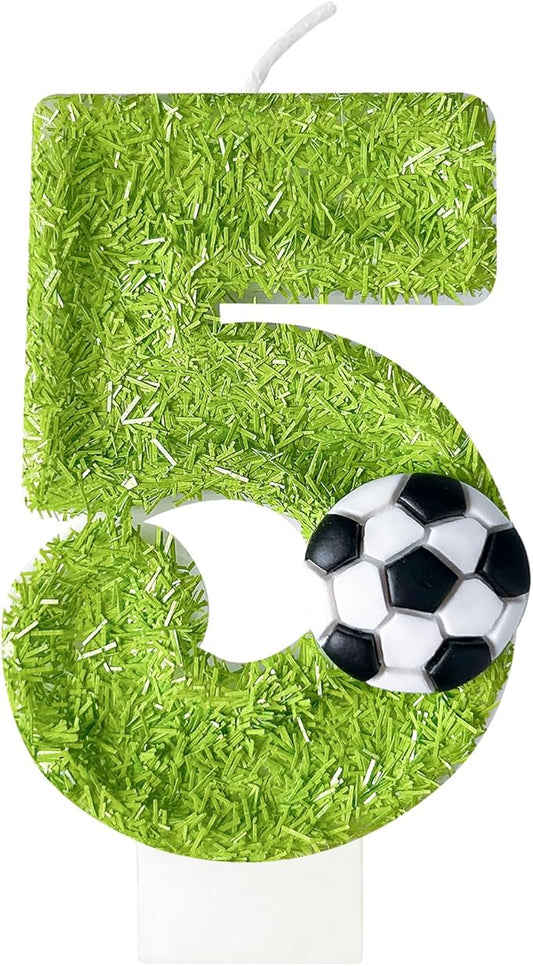 5th Birthday Candles，Soccer Birthday Decorations，Suitable for Girl and boy Cake Toppers, Wedding Cakes, Anniversaries, Party Celebrations, Birthday Decorations