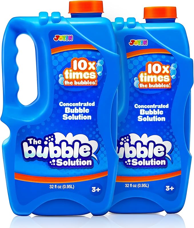 JOYIN 2 Bottles Bubbles Refill Solutions 64 oz (up to 5 Gallon), Concentrated Solution for Bubble Machine, Gun, Wand Refill Fluid Summer, Easter Toys(Blue)