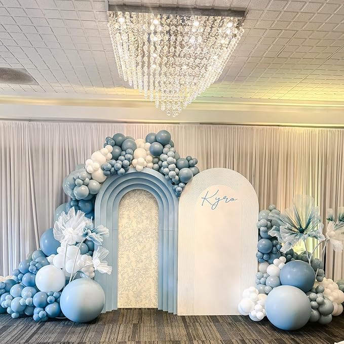 Dusty Blue Latex Balloons, 60pcs 12 Inches Blue and White with Transparent Balloons for Wedding, Birthday, Baby Shower Party Decorations