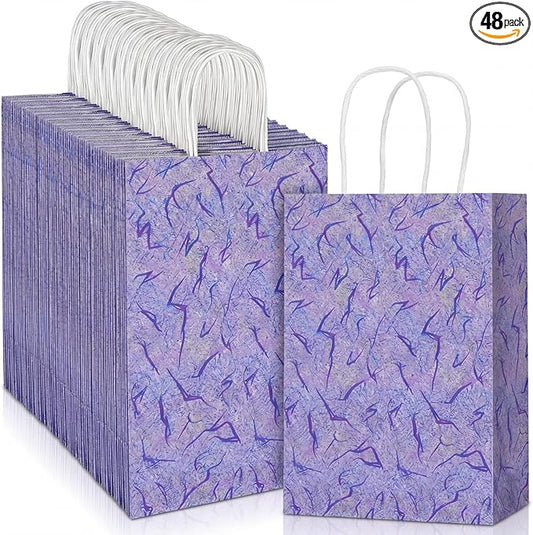 Kolldenn 48 Pcs Kpop Theme Goodie Bags Purple Lightning Crack Print Party Favors Gift Paper Bags with Handles Candy Treat Pouch for Anime Korean Kpop Birthday Party Decorations Supplies