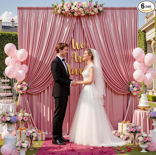 30ftx10ft Rose Gold Sequin Backdrop Curtain for Parties, Wrinkle Free Thick Glitter Sparkle Photo Backdrop Drapes 6 Panels 5x10FT Shimmer Back Drop Cloth for Wedding Birthday Photography Background