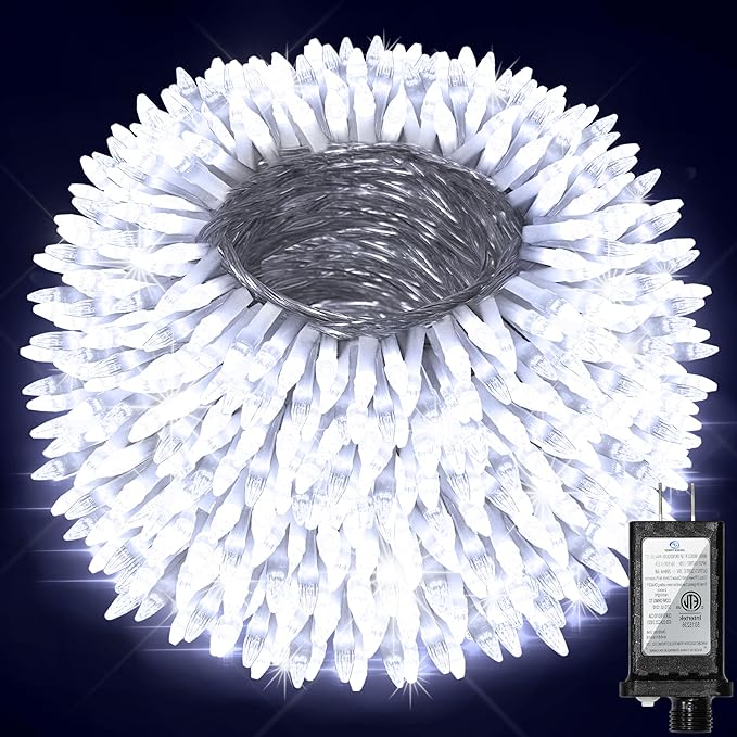 750 LED Christmas String Lights Outdoor, 240FT Twinkle Fairy Lights with Timer & Memory, 12 Modes Dimmable Waterproof Tree Light for House Patio Wedding Party Christmas Decororations, Cool White