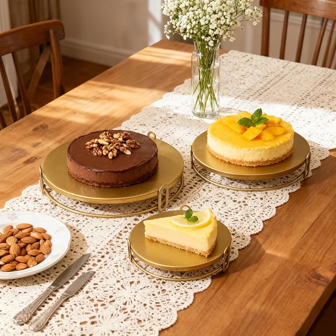 3Pcs Metal Cake Stand 8/10/12 Inches Dessert Stands Cupcake Display Stands Dessert Table Decoration Dessert Trays for Birthday Party Afternoon Tea Serving Plates（Gold）