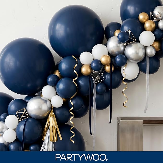 PartyWoo Navy Blue Balloons 140pcs Different Sizes of 18 12 10 5 Inch Dark Blue Balloon Arch Kit Garland for Graduation Wedding Sports Theme Boy Baby Shower Men Birthday Party Decorations Blue-Y72
