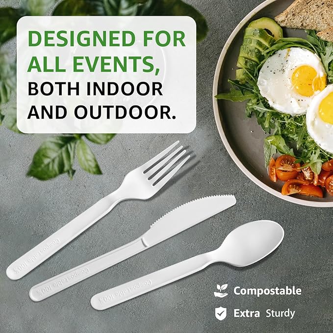 100% Plastic Spoons 60 Count Disposable Soup Spoons Heavy Duty Utensils Disposable Silverware Eco Friendly Flatware for Party Camping Picnics Wedding-Ivory White