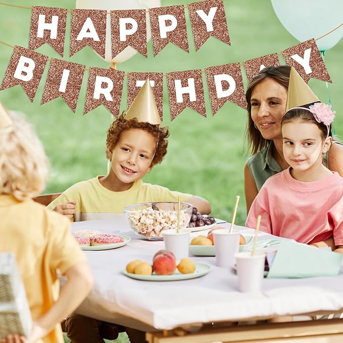Brown Happy Birthday Banner Birthday Sign for Backdrop Brown Birthday Party Decorations for Boys Girls Happy Birthday Garland Bunting Banner Kids Adults Party Supplies