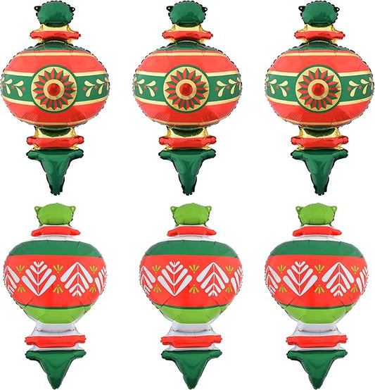 Christmas Ballooons Set Christmas Gourd Balloons Xmas Mylar Red Green Balloons Kit for Christmas-Themed Party Birthday Party Supplies Decorations 6 PCS