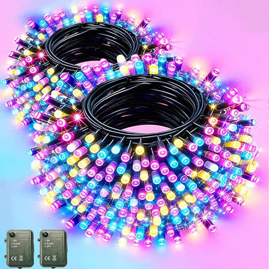 Pooqla Easter String Lights Battery Powered, 2 Pack Total 66.6 FT 200 LED Colorful Pastel String Lights for Indoor Outdoor Easter Decorations, Twinkle Fairy Light for Home Party Room Party Decor