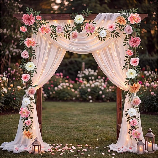 Suncalla 2 Pcs 6.6 ft Artificial Flower Garland Spring Wildflower Vines Backdrop Floral Hanging Ceiling Garland for Tea Birthday Wedding Bridal Shower Baby Shower Backdrop Wall Decor (Lively Color)