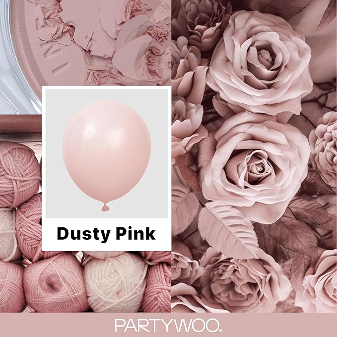 PartyWoo Dusty Pink Balloons 140pcs Different Sizes of 18 12 10 5 Inch Boho Blush Lilac Pink Latex Balloons for Birthday Baby Shower Graduation Anniversary Bachelorette Party Decorations Pink-F54