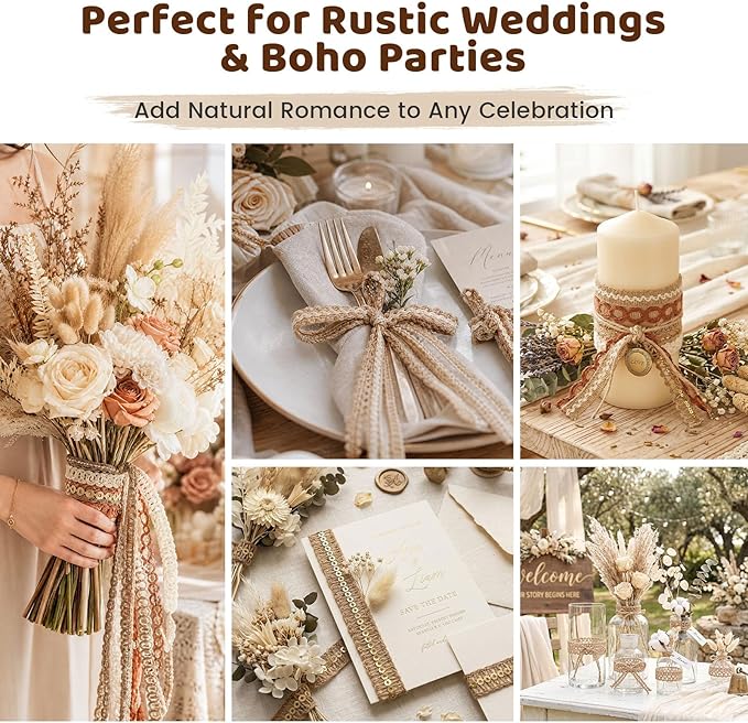 VGOODALL 9 Rolls Jute Ribbons Lace Craft Ribbon 18 Meters for Crafts Wraping Gifts Party Holiday and Rustic Wedding Decorations