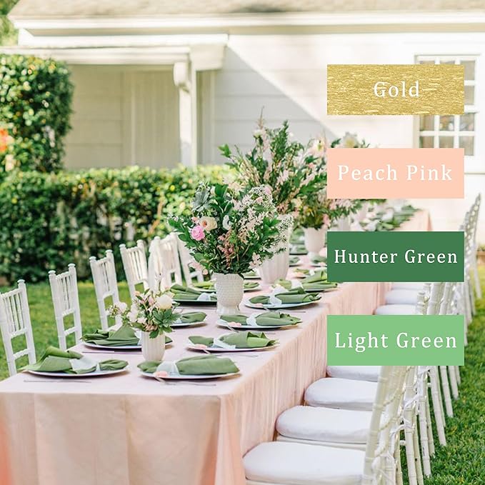 8 Rolls Crepe Paper Streamers, Green, Gold and Peach Pink Streamers Party Decorations for Wedding Bridal Shower Baby Shower Birthday Christmas Party