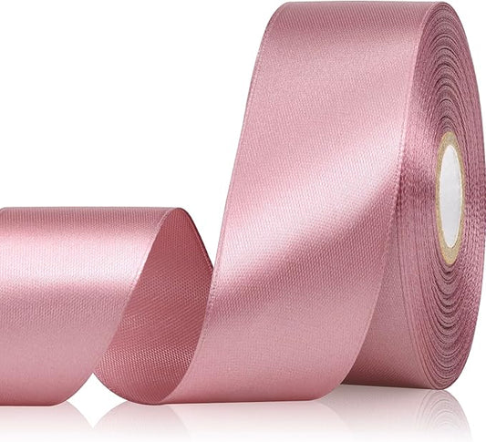 Rosy Mauve Ribbon 1-1/2 Inch 30 Yards Mauve Pink Satin Ribbon for Flower Bouquet, Fabric Ribbon for Gift Wrapping Crafts Eternal Flowers Sewing Wedding Christmas