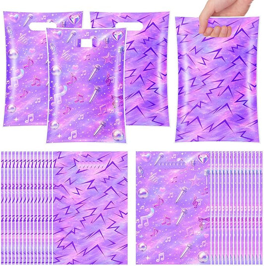 Eccliy 30 Pcs Kpop Party Favors Bags Goodie Bag Candy Treat Purple Themed Gift Bags for Kpop Birthday Party Decorations Goody Supplies