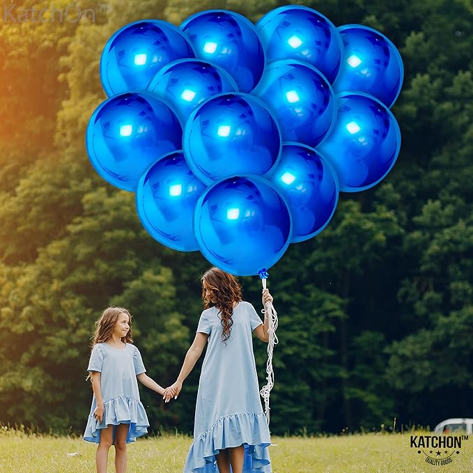 KatchOn, Royal Blue Balloons - 22 Inch, Pack of 12 | Large Metallic Blue Balloons for Royal Blue Graduation Decorations, Retirement Party Decorations | Fathers Day Decorations, Birthday Decor
