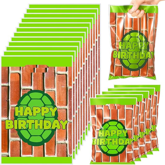 Eccliy 30 Pcs Turtle Goodie Bags Animation Cartoon Green Turtle Party Favors Birthday Supplies Candy Gift Bags with Handles