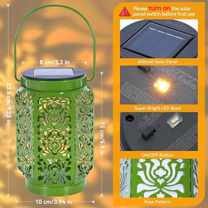 Solar Lanterns Outdoor 4 Pack, Rose Mothers Day Gifts Solar Lanterns IP44 Waterproof Outdoor Lights Garden Decor, 4 Colors LED Hanging Lantern with Handle for Outside Patio Yard Table Fence