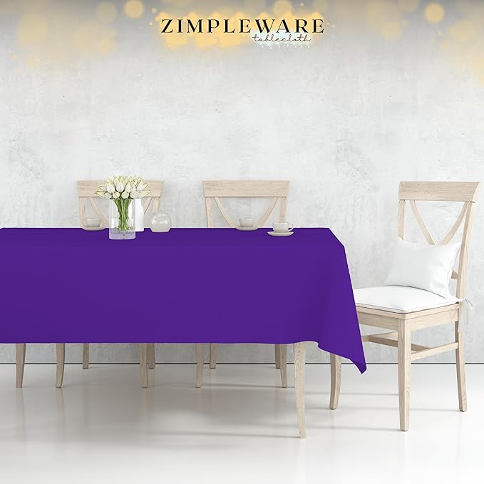 ZIMPLEWARE Premium Purple Plastic Table Cloth Disposable (12 Pk) Plastic Tablecloths for Rectangle Tables (54in x 108in) Party Table Cloths Disposable for 6ft to 8ft Rectangle Tables