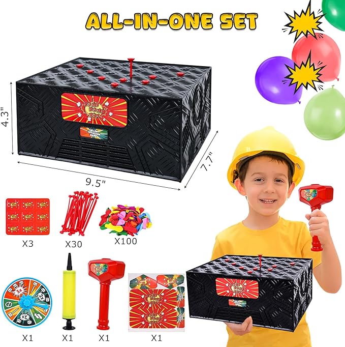 LovesTown Balloon Pop Game, Blast Box Board Games for Family Night Juegos De Mesa Birthday Gifts Party Supplies for Adults and Kids