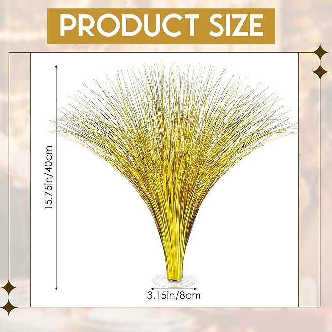 Colingmill 4 Pcs Plastic Metallic Spray Centerpieces for Birthday Table Decorations for Celebration Wedding Decorations, Anniversary, and Holiday Party Supplies, 15.75" (Gold)