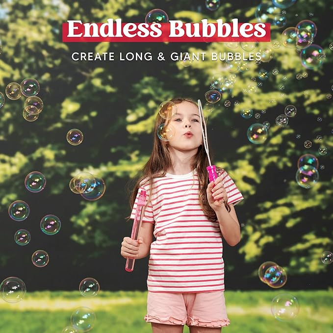 JOYIN 14.6’’ Big Bubble Wands for Kids, 6 PCS Bubble Wand with Refill Solution for Summer Toy Party Favor, Outdoors Toy Activity, Easter Basket Stuffers, Birthday Gift