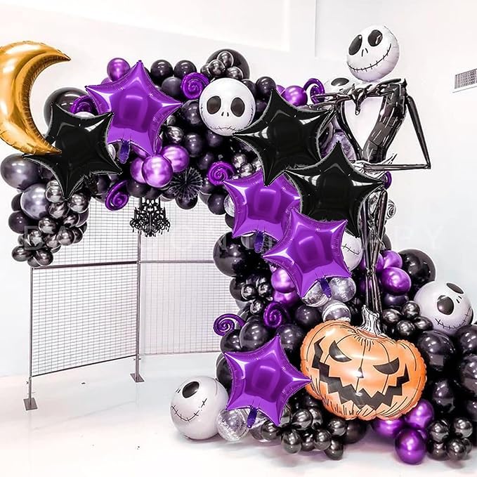TONIFUL 30Pcs 18 Inch Large Purple Black Star Shape Foil Balloons Big Stars Helium Mylar Ballons for Halloween Birthday Wedding Baby Shower Anniversary Engagement Party Decorations Supplies