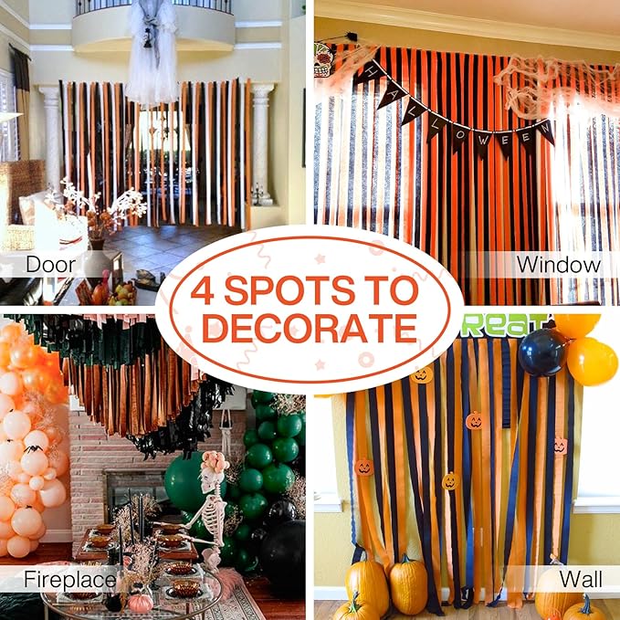 PartyWoo Orange Crepe Paper Streamers 6pcs 492ft Pack of Orange Crepe Paper Streamers for Thanksgiving Halloween Little Cutie Baby Shower Anniversary Autumn Luau Theme Birthday Party Decorations