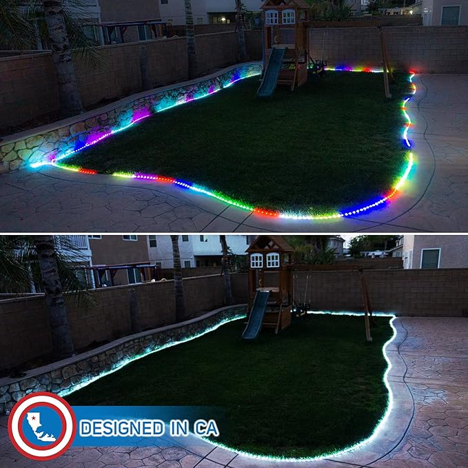 Russell Decor Rope Lights 30ft RGB Color Changing Waterproof Flexible Party Wedding Christmas Indoor Outdoor Decoration