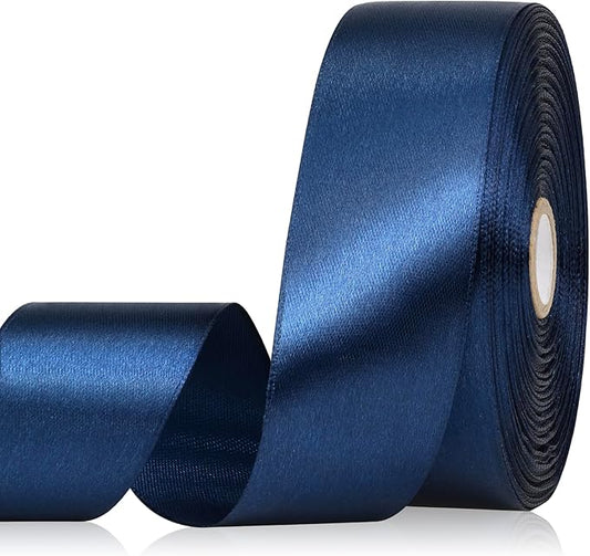 Navy Blue Ribbon 1-1/2 Inch, 60 Yards Dark Blue Satin Ribbon for Gift Wrapping, Fabric Ribbon for Hair Flower Bouquet Crafts Christmas Wedding Party