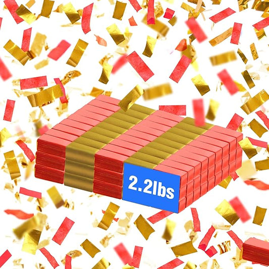 Red & Gold Bulk Confetti Paper 2.2lbs / 1kg – Biodegradable Tissue Paper Confetti, Non-Staining, Fire-Resistant | Parties, Events, Graduation, Confetti Launcher Machine Refill