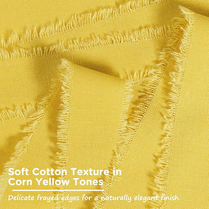 Yellow Cotton Ribbon 1 Inch Mustard Yellow 3 Rolls 21 Yards Frayed Edge Fabric Set for Wedding Decor, Bridal Bouquet Wrap, Baby Shower, Gift Wrapping & Fall Decor