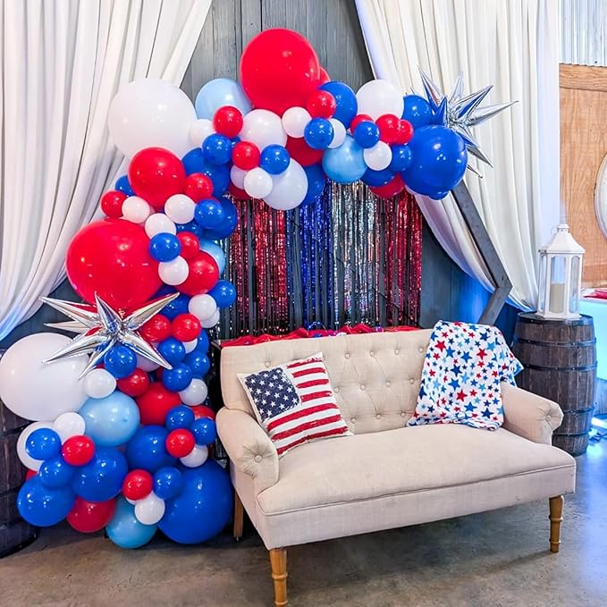 Red White and Blue Latex Balloons, 50pcs 12 Inches Red and Blue with Confetti Balloons for 4th of July, Independence Day, Birthday, Graduation Party Decorations