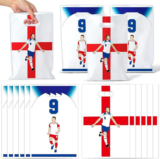 Andi Cppss Soccer Birthday Party Favor Bags - 50PCS Blue Red and White Soccer Goodie Snack Bags for Team Football Gift Bag for Snacks Football Treat Bag for Kids Birthday Game Celebration Party Favors