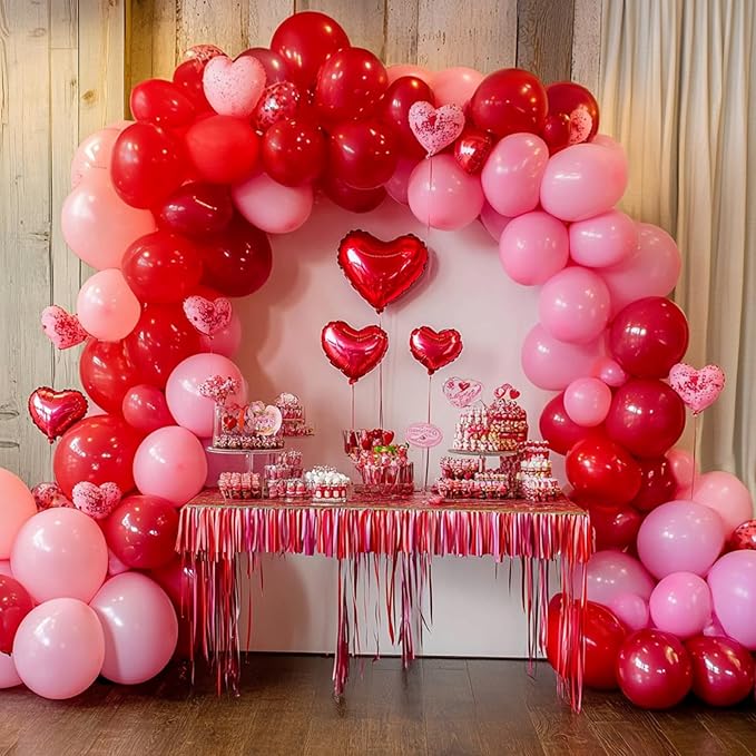 RUBFAC 135pcs Red Balloons Different Sizes 18 12 10 5 Inch for Garland Arch, Latex Christmas Balloon for Birthday Party Wedding Decorations