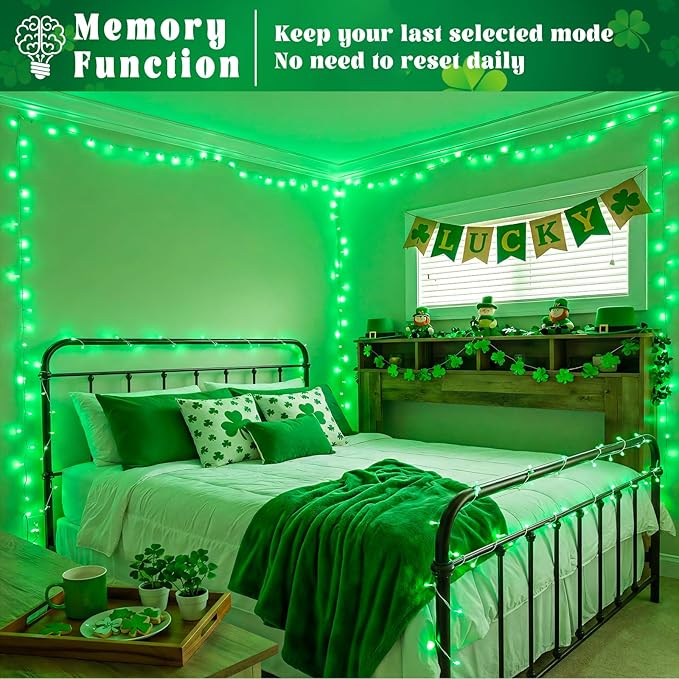 132FT 400 LED Outdoor String Lights, Plug in Christmas Lights Indoor Waterproof, 8 Modes Fairy Twinkle Lights Clear Wire for Outside Home Patio Garden Party Holiday Decorations, Green