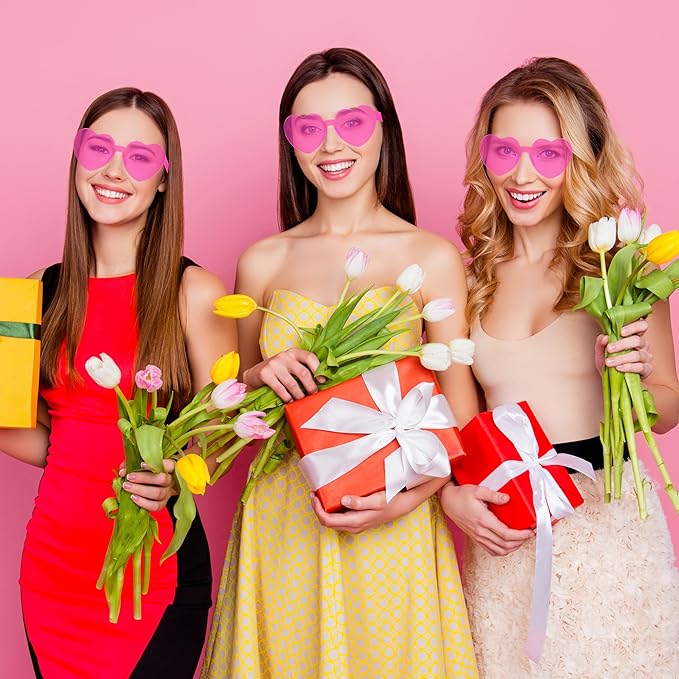 2/4/8/12/20 Pairs Heart Shaped Sunglasses Transparent Heart Glasses Rimless Trendy Eyewear for Valentines Party Favor