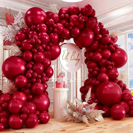 412pcs Ruby Red Balloon Arch Kit,18 12 10 5 Inch Different Sizes Matte Latex Balloons for Valentine's Day Graduation Wedding Christmas Birthday Party Decorations